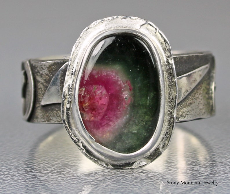 Watermelon Tourmaline Cocktail Ring Sterling Silver Tourmaline Ring Pink Tourmaline Ring Green Tourmaline Ring Watermelon Tourmaline Ring