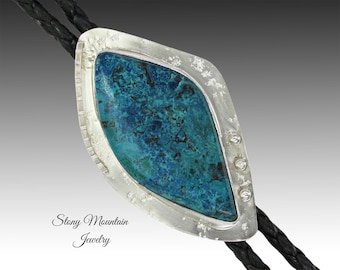 One of a Kind Designer Bolo Tie, Unique Shattuckite Custom Wedding Bolo Tie, Sterling Silver Bolo Ties for Men or Women, Western Gift