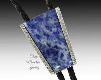 Stone Bolo Tie, Handcrafted Blue Willow Agate Bolo Tie for Men & Women, Unique Wedding Bolo Tie, The Frontier Collection