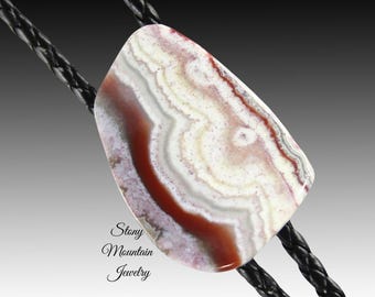 Unique Stone Bolo Tie, Crazy Lace Agate Bolo Tie, Handcrafted Wedding Bolo Ties, Custom Gemstone Bolo Tie Gift for Men & Women