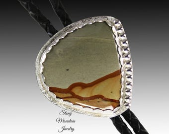 Designer Bolo Tie, Custom Handmade Wild Horse Jasper Wedding Bolo Tie, Unique Contemporary Bolo Ties, One of a Kind Western Gift for Him