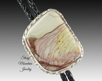 Handmade Custom Bolo Tie Rare Willow Creek Jasper Bolo Tie for Men & Women, Sterling Silver Wedding Bolo Tie, Modern Western Bolo Ties