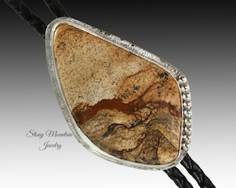Designer Bolo Tie, Custom Handmade African Queen Picture Jasper Wedding Bolo Tie, Unique Contemporary Bolo Ties, One of a Kind Western Gift