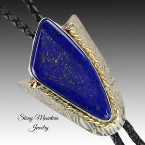 Lapis Lazli Bolo Tie, Custom Handcrafted Wedding Bolo Tie, Modern Lapis Designer Bolo Tie for Men or Women, One of a Kind Unique Gift