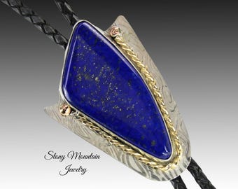 Lapis Lazli Bolo Tie, Custom Handcrafted Wedding Bolo Tie, Modern Lapis Designer Bolo Tie for Men or Women, One of a Kind Unique Gift