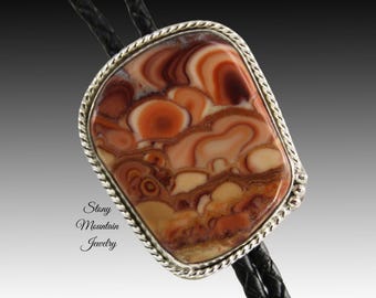 Unique Handcrafted Bolo Tie, Rolling Hills Dolomite Stone Bolo Tie for Men or Women, Custom Sterling Silver Wedding Bolo Ties, Great Gift