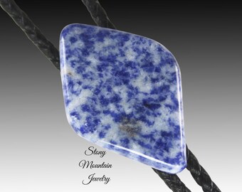 Unique Stone Bolo Tie, Blue Willow Agate Bolo Tie, Handcrafted Wedding Bolo Ties, Custom Gemstone Bolo Tie for Men & Women, Gift for Dad
