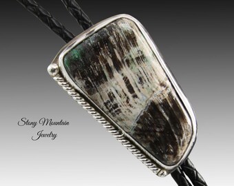 Custom Collawood Bolo Tie, Rare Petrified Colla Wood Designer Bolo Tie for Men or Women, Unique Handcrafted Sterling Silver Wedding Bolo Tie