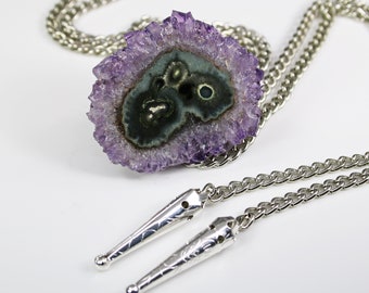 Natural Crystal Bolo Tie Amethyst Flower Bolo Tie, Custom Amethyst Slice Bolo Tie for Men & Women, Unique Handmade Bolo Tie