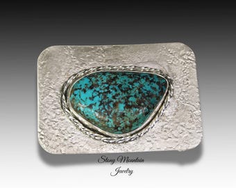 Unique Turquoise Designer Belt Buckle, Handmade Modern Turquoise Belt Buckle for Men or Women