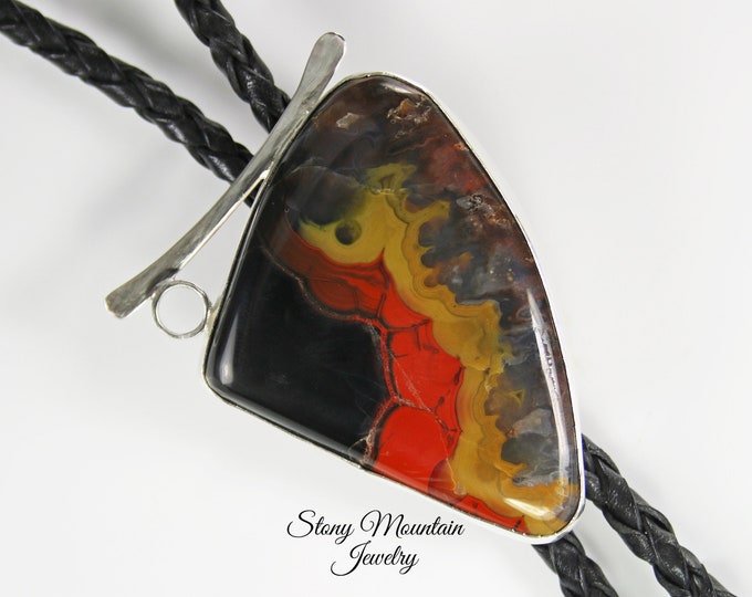 Featured listing image: Designer Bolo Tie One of a Kind Kentucky Agate Bolo Tie, Custom Handmade Sterling Silver Wedding Bolo Tie, Western Bolo Tie