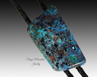 Unique Stone Bolo Tie, Shattuckite Turquoise Bolo Tie, Handcrafted Wedding Bolo Ties, Custom Gemstone Bolo Tie Gift for Men & Women