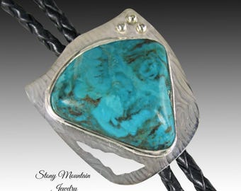 Kingman Turquoise Bolo Ties, Unique Custom Wedding Bolo Tie, Sterling Silver Bolo Ties for Men & Women, Handcrafted Gift, Western Gift