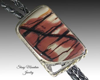 Unique Handcrafted Bolo Ties, Rare Indian Paint Jasper Bolo Tie for Men or Women, Wedding Bolo Tie, Sterling Silver Bolo Ties, Gift for Dad