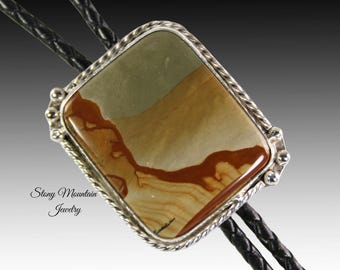 Designer Bolo Tie, Custom Handmade Cripple Creek Jasper Wedding Bolo Tie, Unique Contemporary Bolo Ties, One of a Kind Western Gift for Him