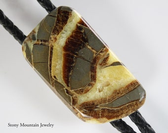 Unique Stone Bolo Tie, Septarian Bolo Tie, Custom Gemstone Bolo Tie for Men & Women, Unique Handmade Bolo Ties, Wedding Bolo Tie