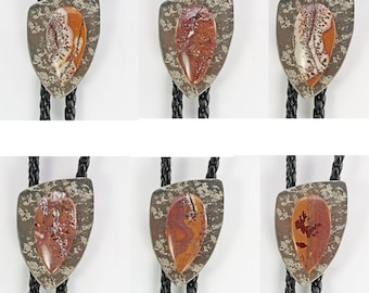 Unique Handcrafted Bolo Ties, Custom Sonoran Dendritic Rhyolite Bolo Tie for Men & Women, Agate or Jasper Wedding Bolo Ties
