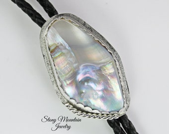 Pearl Bolo Tie, Custom Tennessee River Pearl Bolo Tie for Men or Women, Unique One of a Kind Designer Bolo Tie, Rare Stone Bolo Tie