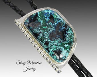 Designer Wedding Bolo Tie, Unique Modern Custom Shattuckite Wedding Bolo Tie, Sterling Silver Bolo Ties for Men or Women, Western Tie