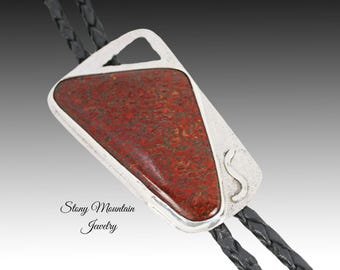 Handcrafted Bolo Tie Fossil Dinosaur Bone Bolo Tie for Men or Women, Unique Handmade Sterling Silver Designer Bolo Tie, Fathers Day Gift