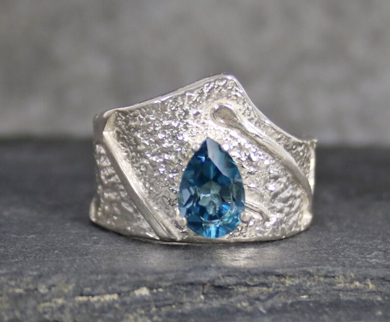 November Birthstone Ring London Blue Topaz Sterling Silver Ring Blue Gemstone Ring