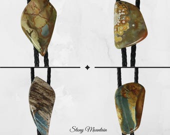 Natural Stone Bolo Tie, Agate Bolo Ties, Custom Stone Bolo Tie for Men & Women, Unique Handcrafted Bolo Ties, Wedding Bolo Tie