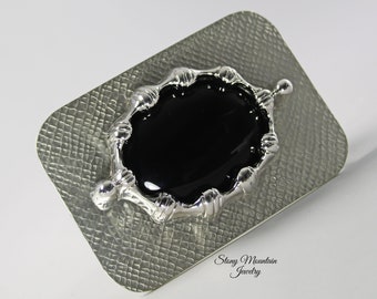 Handmade Stone Belt Buckle, Unique Black Onyx Belt Buckle for Men or Women, Modern Black Onyx Belt Buckle, Gift For Dad