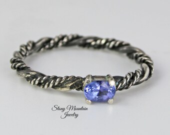 Tanzanite Ring, Sterling Silver Stacking Ring, Solitaire Rings, Tanzanite Wedding Ring, Engagment Ring, Promise Ring, Unique Gift