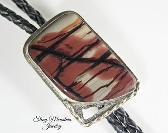 Unique Handmade Bolo Tie Rare Indian Paint Jasper Bolo Tie for Men or Women, Wedding Bolo Tie, Sterling Silver Bolo Ties, Gift for Dad