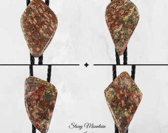 Natural Stone Bolo Tie, Leopard Jasper Bolo Ties, Custom Stone Bolo Tie for Men & Women, Unique Handcrafted Bolo Ties, Wedding Bolo Tie