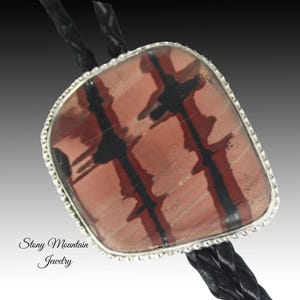 Unique Handcrafted Bolo Tie Rare Indian Paint Jasper Bolo Tie for Men or Women, Wedding Bolo Tie, Sterling Silver Bolo Ties, Gift For Him