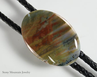 Unique Stone Bolo Tie, Ocean Jasper Bolo Tie, Custom Gemstone Bolo Tie for Men & Women, Unique Handmade Bolo Ties, Wedding Bolo Tie