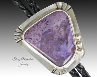 Unique Wedding Bolo Tie Handcrafted Purple Jade Bolo Tie for Men & Women, Sterling Silver Custom Bolo Ties, Gift For Dad, Fathers Day Gift