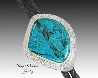 Unique Designer Bolo Tie, Handcrafted Gem Silica Wedding Bolo Tie, Inspiration Mine Gem Chrysocolla Bolo Ties for Men & Women