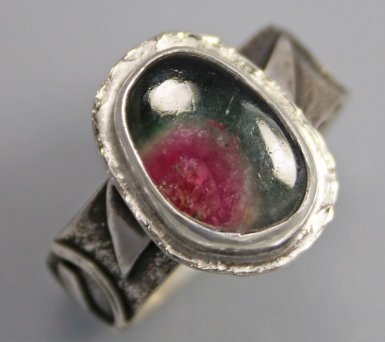Watermelon Tourmaline Cocktail Ring Sterling Silver Tourmaline Ring Pink Tourmaline Ring Green Tourmaline Ring Watermelon Tourmaline Ring
