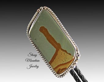 Designer Bolo Tie, Custom Handmade Cripple Creek Jasper Wedding Bolo Tie, Unique Contemporary Bolo Ties, One of a Kind Western Gift for Him