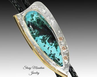 Designer Wedding Bolo Tie, Unique Modern Custom Shattuckite Wedding Bolo Tie, Sterling Silver Bolo Ties for Men or Women, Western Tie