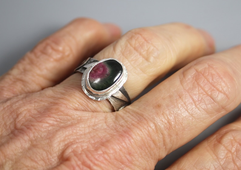 Watermelon Tourmaline Cocktail Ring Sterling Silver Tourmaline Ring Pink Tourmaline Ring Green Tourmaline Ring Watermelon Tourmaline Ring