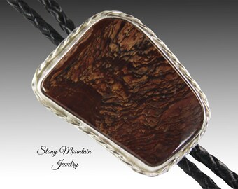 One of a Kind Designer Bolo Tie Handcrafted Deschutes Jasper Bolo Tie for Men & Women, Custom Sterling Silver Wedding Bolo Ties