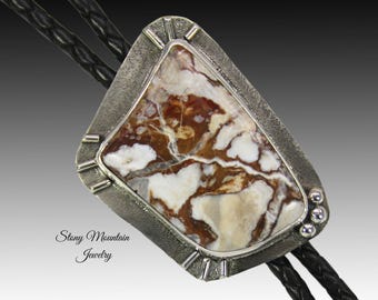 Handcrafted Custom Bolo Tie Wild Horse Magnesite Bolo Tie for Men & Women, Unique One of a Kind Sterling Silver Bolo Tie, Rare Stone Bolo