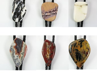 Natural Stone Bolo Tie Agate Bolo Ties, Custom Stone Bolo Tie for Men & Women, Unique Handmade Bolo Ties, Wedding Bolo Tie