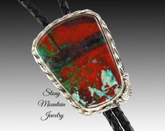 Handcrafted Custom Bolo Tie Sonoran Sunset Bolo Tie for Men & Women, Modern Sterling Silver Wedding Bolo Ties, Feather Collection