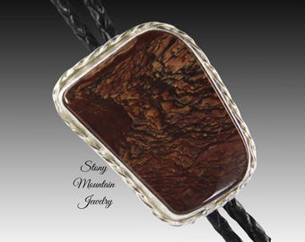 One of a Kind Designer Bolo Tie Handcrafted Deschutes Jasper Bolo Tie for Men & Women, Custom Sterling Silver Wedding Bolo Ties