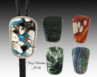Custom Handcrafted Bolo Tie, Choose Your Stone, Sterling Silver Wedding Bolo Ties, Unique Bolo Tie for Men or Women, Great Gift