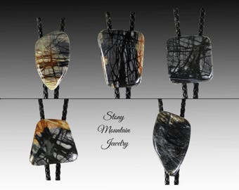 Unique Stone Bolo Tie, Picasso Marble Bolo Tie, Handcrafted Wedding Bolo Ties, Custom Gemstone Bolo Tie for Men & Women, Gift for Dad