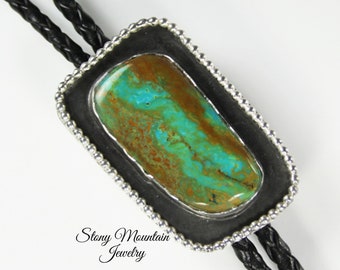 Kingman Turquoise Bolo Tie, Unique Custom Wedding Bolo Tie, Sterling Silver Bolo Tie for Men & Women, Handmade Bolo Tie, Western Bolo Tie