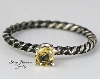 Imperial Topaz Ring, Sterling Silver Stacking Ring, Solitaire Rings, Imperial Topaz Wedding Ring, Engagment Ring, Promise Ring, Unique Gift
