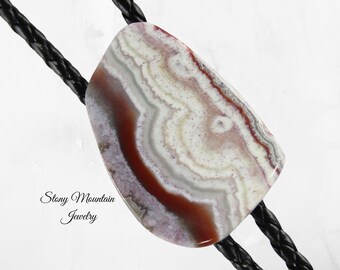 Unique Stone Bolo Tie, Crazy Lace Agate Bolo Tie, Handcrafted Wedding Bolo Ties, Custom Gemstone Bolo Tie Gift for Men & Women