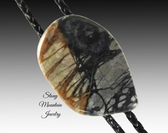 Unique Stone Bolo Tie, Picasso Marble Bolo Tie, Handcrafted Wedding Bolo Ties, Custom Gemstone Bolo Tie for Men & Women, Gift for Dad