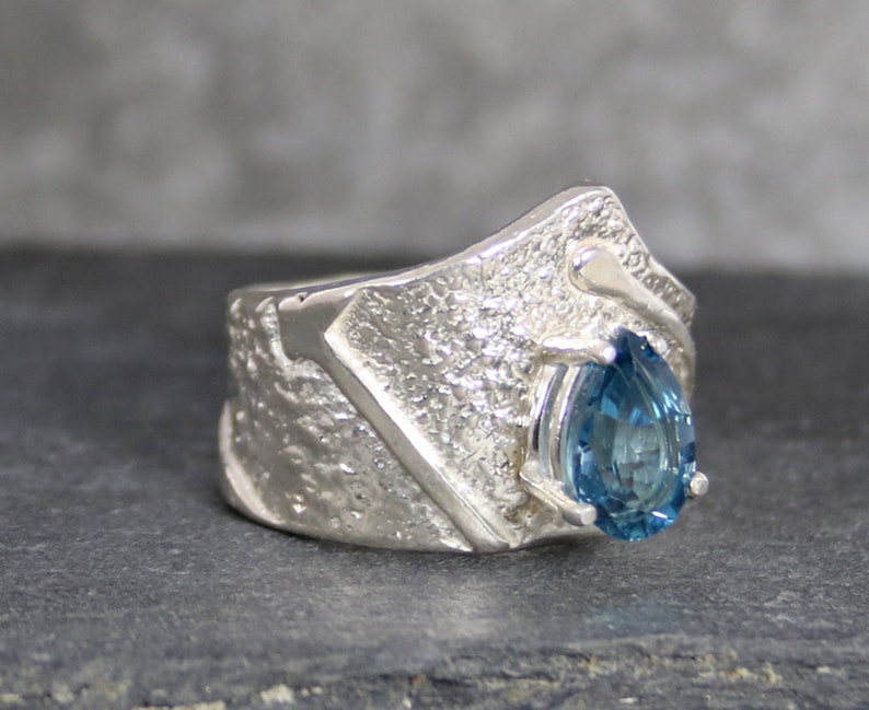 November Birthstone Ring London Blue Topaz Sterling Silver Ring Blue Gemstone Ring